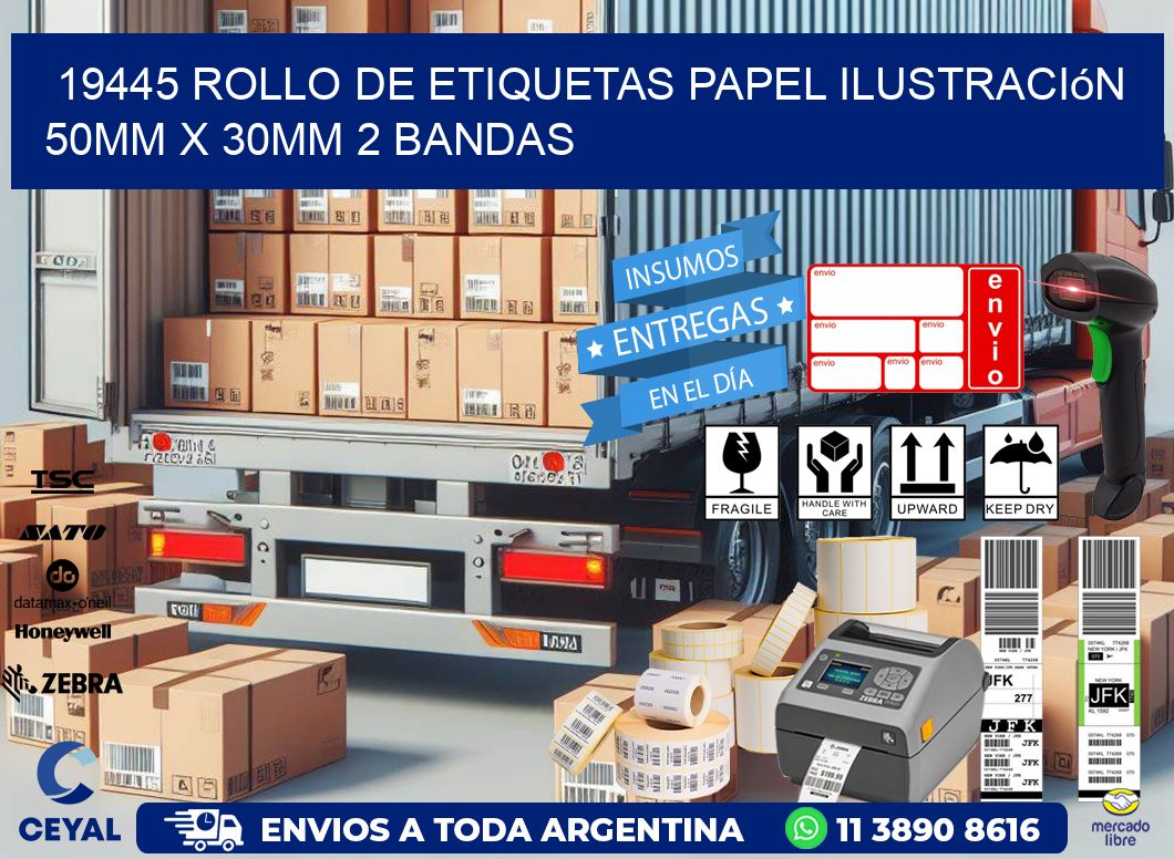 19445 Rollo de Etiquetas Papel Ilustración 50mm x 30mm 2 Bandas