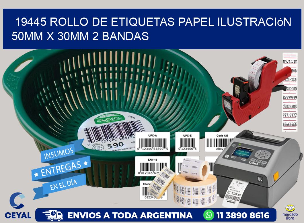 19445 Rollo de Etiquetas Papel Ilustración 50mm x 30mm 2 Bandas