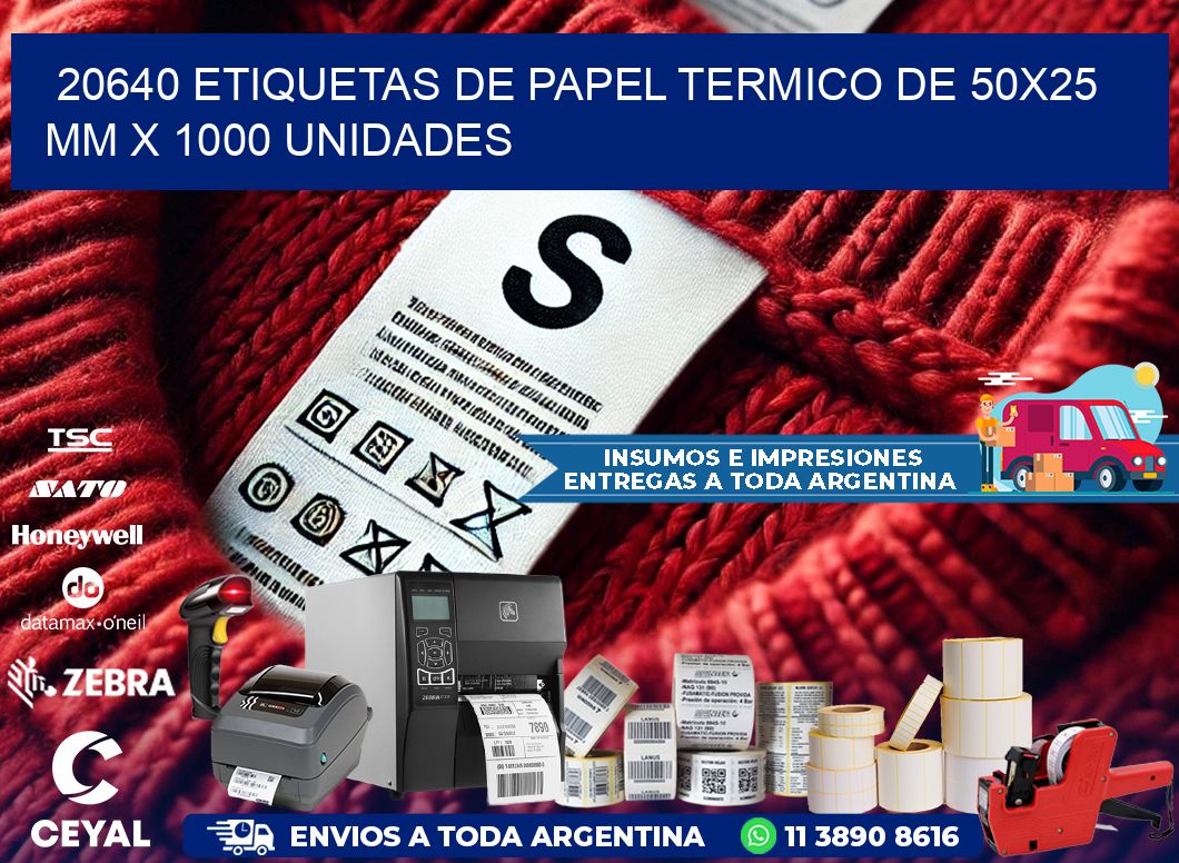 20640 Etiquetas De Papel Termico De 50x25 Mm X 1000 Unidades