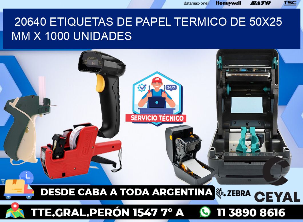 20640 Etiquetas De Papel Termico De 50x25 Mm X 1000 Unidades