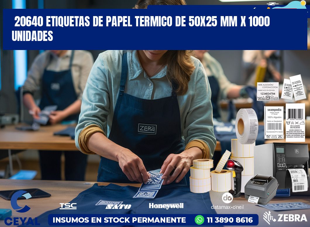 20640 Etiquetas De Papel Termico De 50×25 Mm X 1000 Unidades
