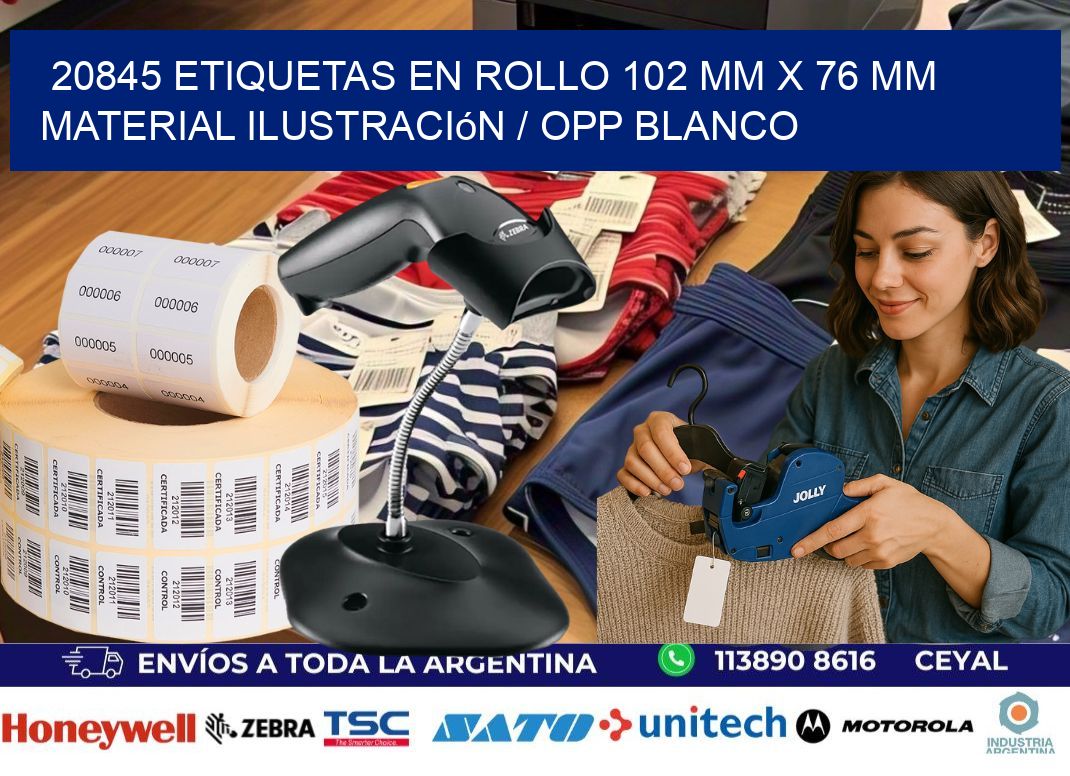 20845 Etiquetas en rollo 102 mm x 76 mm material Ilustración / OPP Blanco
