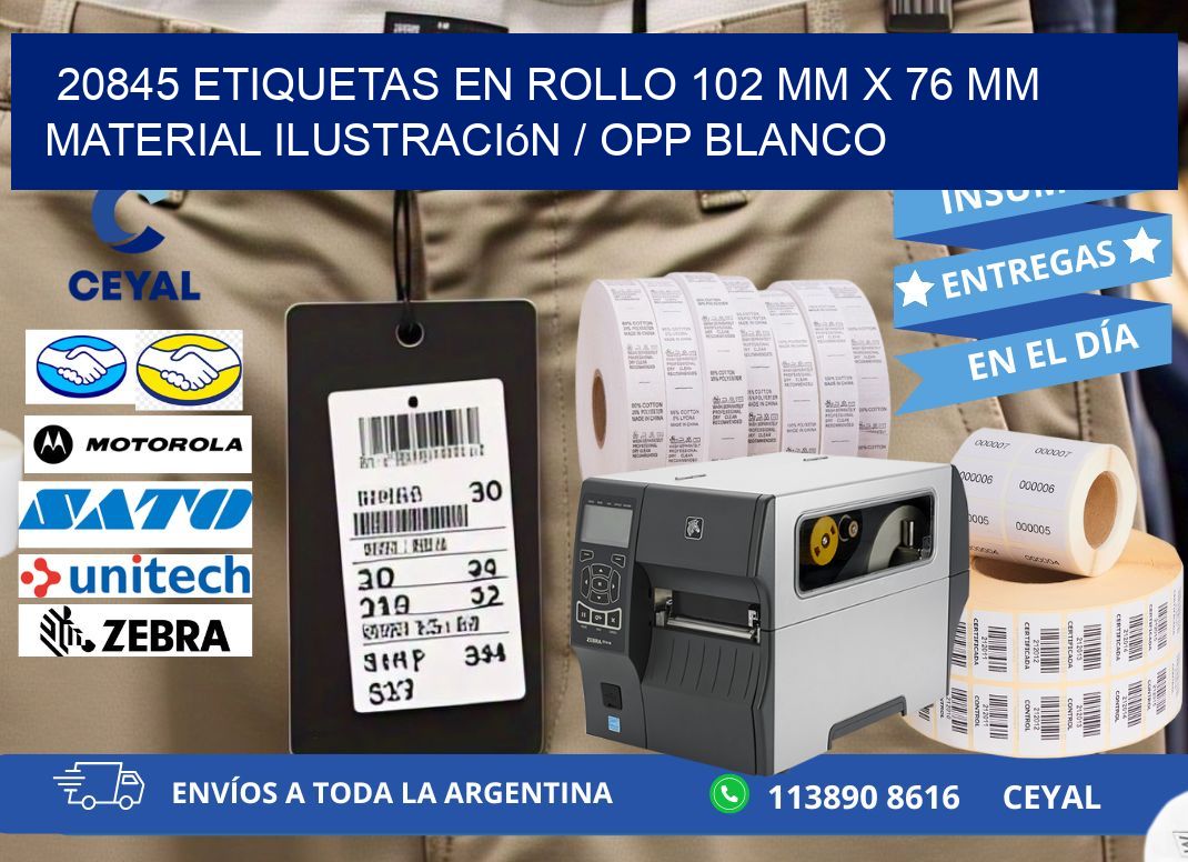 20845 Etiquetas en rollo 102 mm x 76 mm material Ilustración / OPP Blanco