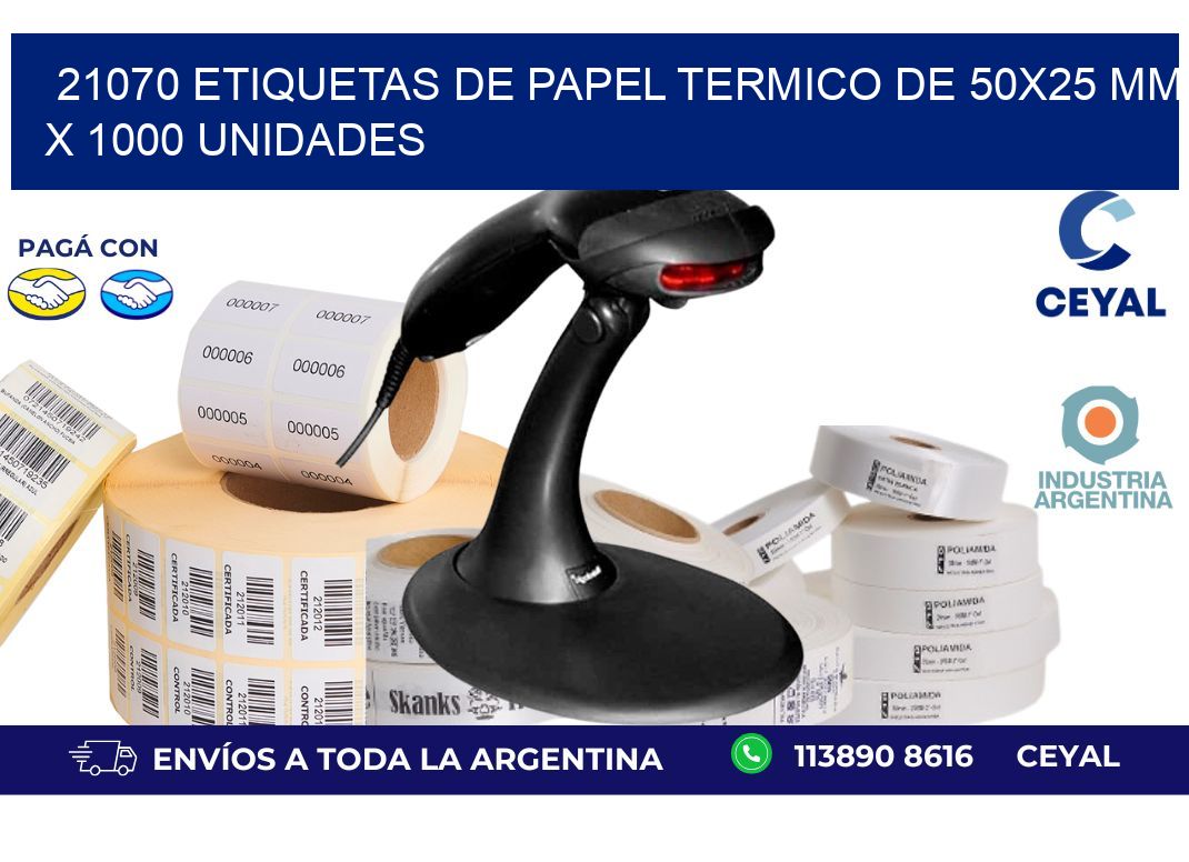21070 Etiquetas De Papel Termico De 50x25 Mm X 1000 Unidades