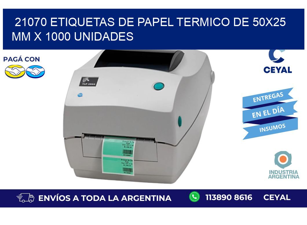 21070 Etiquetas De Papel Termico De 50x25 Mm X 1000 Unidades