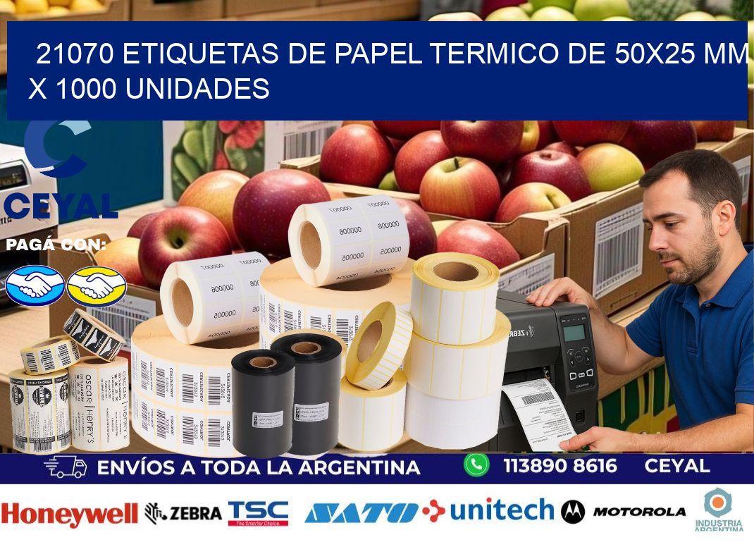 21070 Etiquetas De Papel Termico De 50×25 Mm X 1000 Unidades