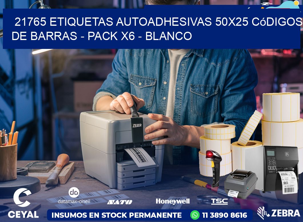 21765 Etiquetas Autoadhesivas 50×25 Códigos De Barras – Pack X6 – Blanco