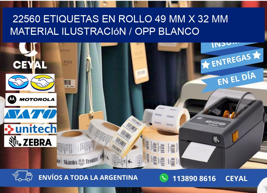 22560 Etiquetas en rollo 49 mm x 32 mm material Ilustración / OPP Blanco