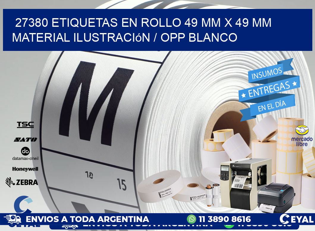27380 Etiquetas en rollo 49 mm x 49 mm material Ilustración / OPP Blanco