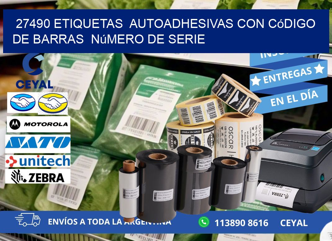 27490 etiquetas  autoadhesivas con código de barras  número de serie