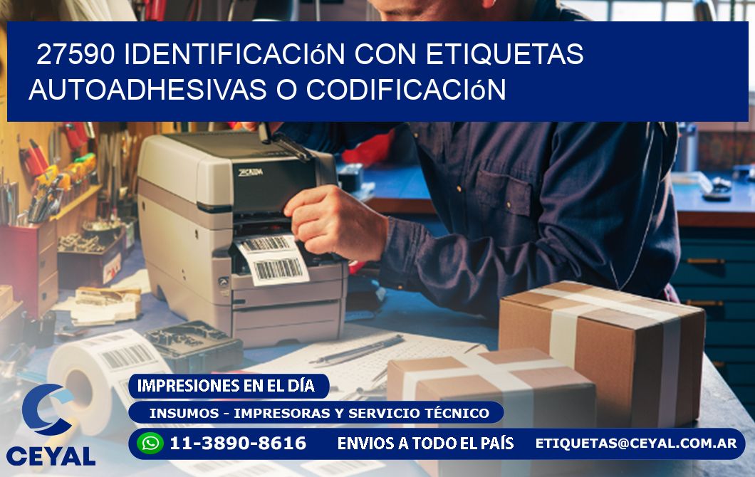 27590 identificación con etiquetas autoadhesivas o codificación