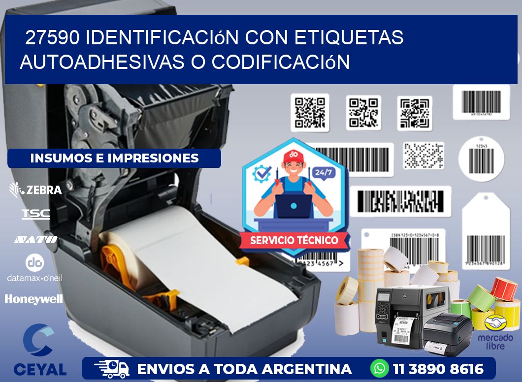 27590 identificación con etiquetas autoadhesivas o codificación
