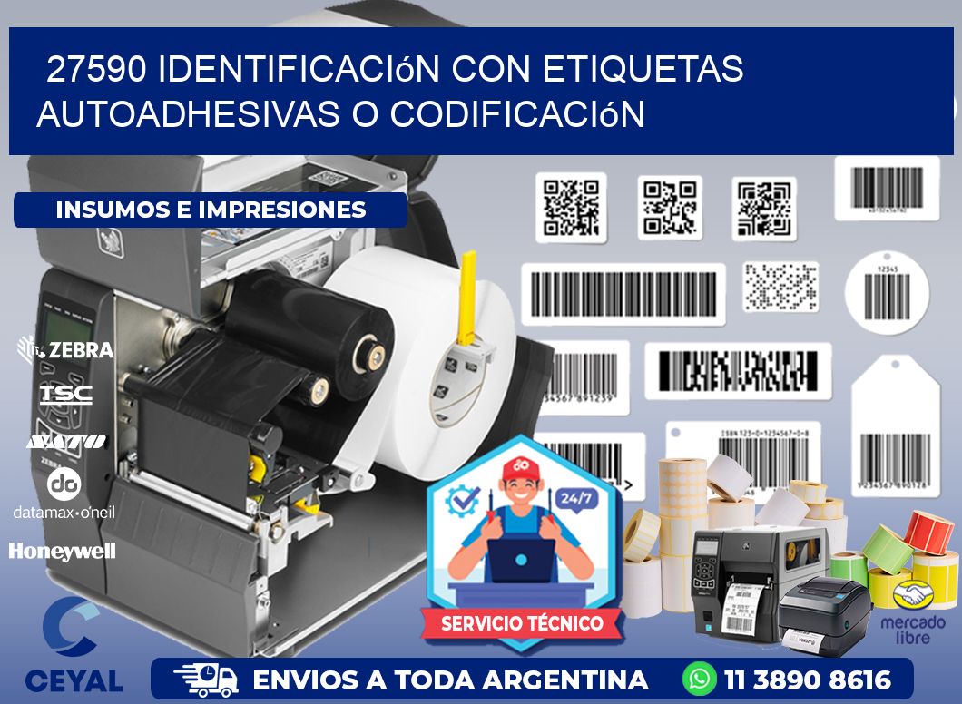 27590 identificación con etiquetas autoadhesivas o codificación