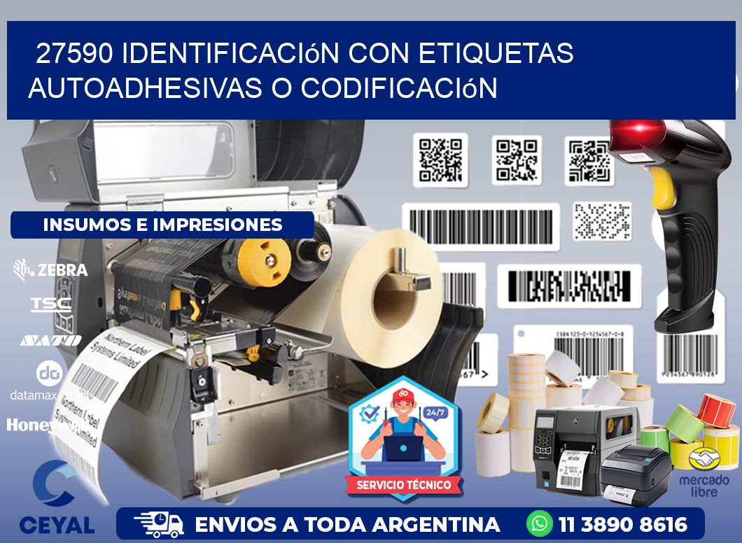 27590 identificación con etiquetas autoadhesivas o codificación