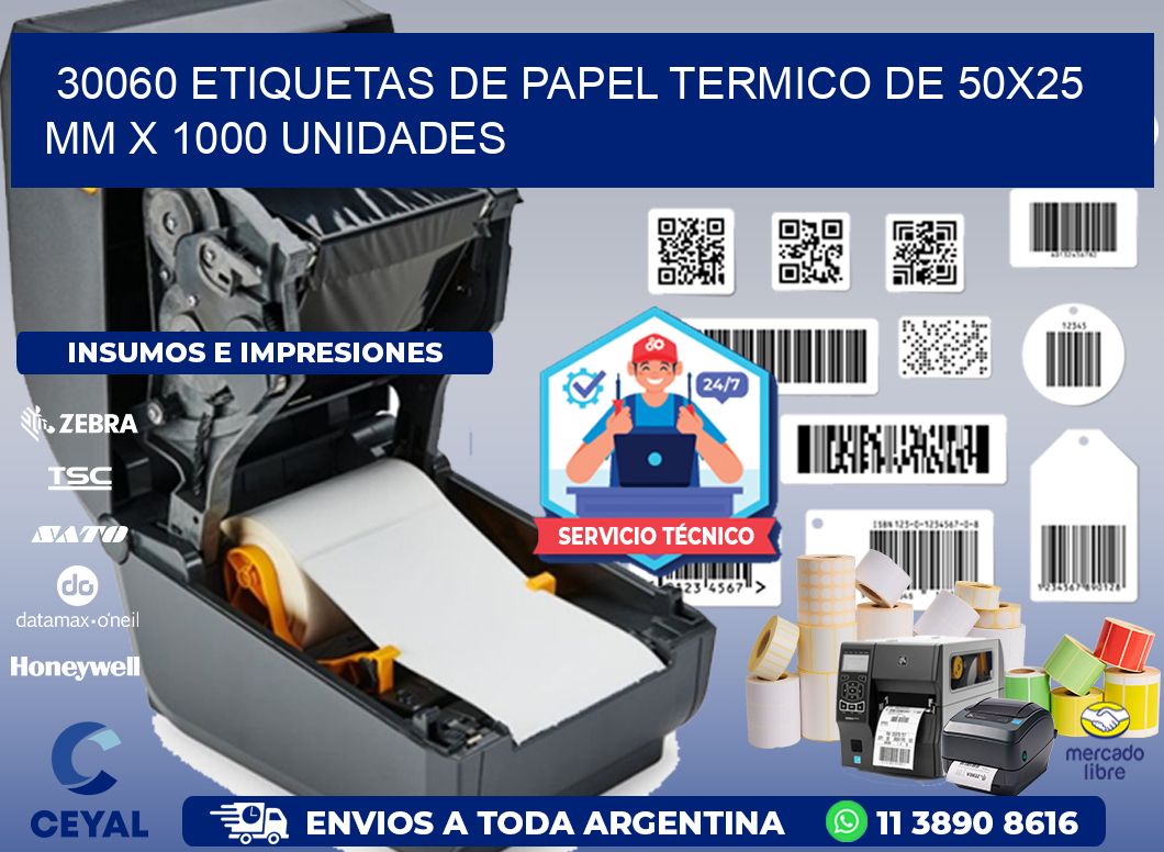 30060 Etiquetas De Papel Termico De 50x25 Mm X 1000 Unidades