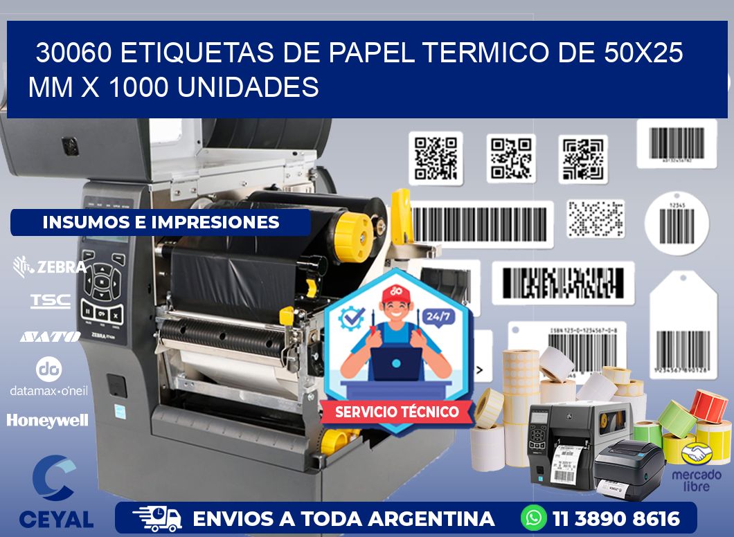 30060 Etiquetas De Papel Termico De 50x25 Mm X 1000 Unidades