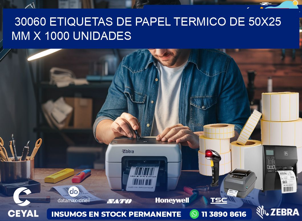 30060 Etiquetas De Papel Termico De 50×25 Mm X 1000 Unidades