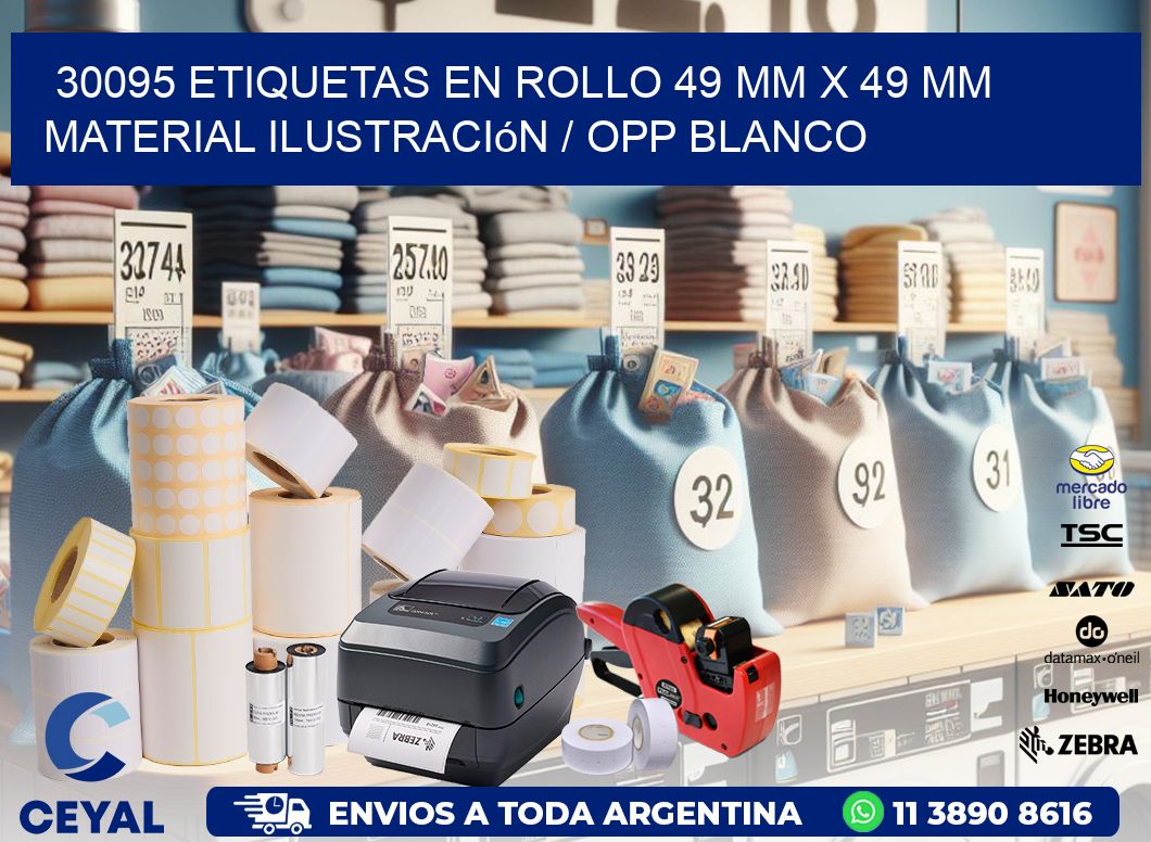 30095 Etiquetas en rollo 49 mm x 49 mm material Ilustración / OPP Blanco