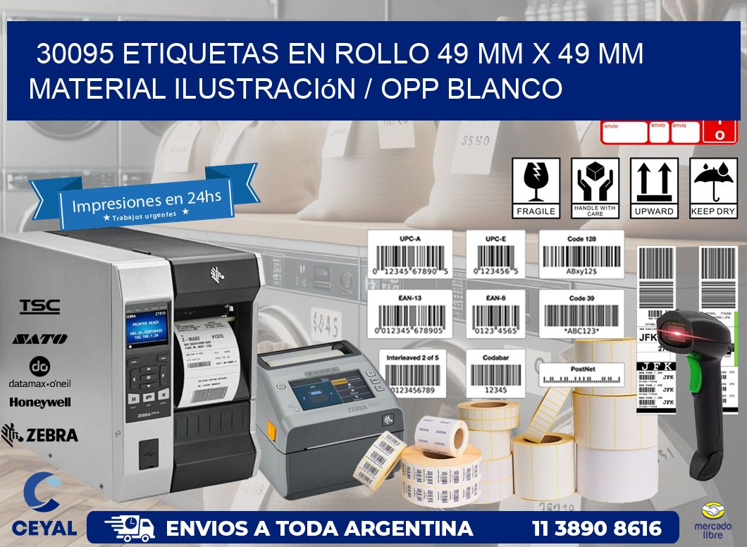 30095 Etiquetas en rollo 49 mm x 49 mm material Ilustración / OPP Blanco