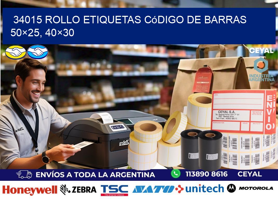 34015 rollo etiquetas código de barras 50×25, 40×30
