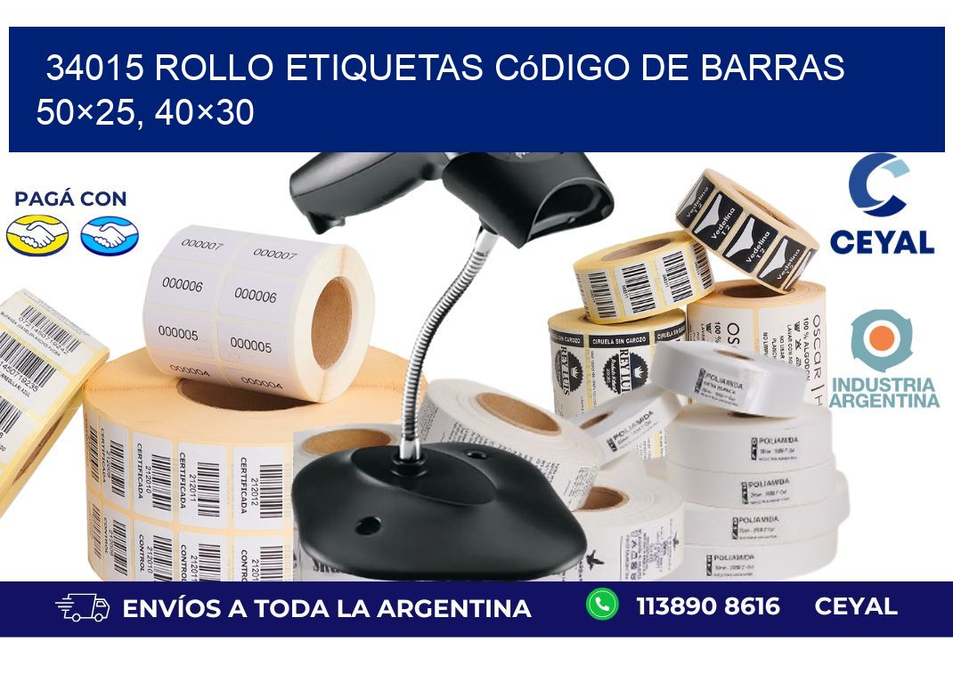 34015 rollo etiquetas código de barras 50×25, 40×30