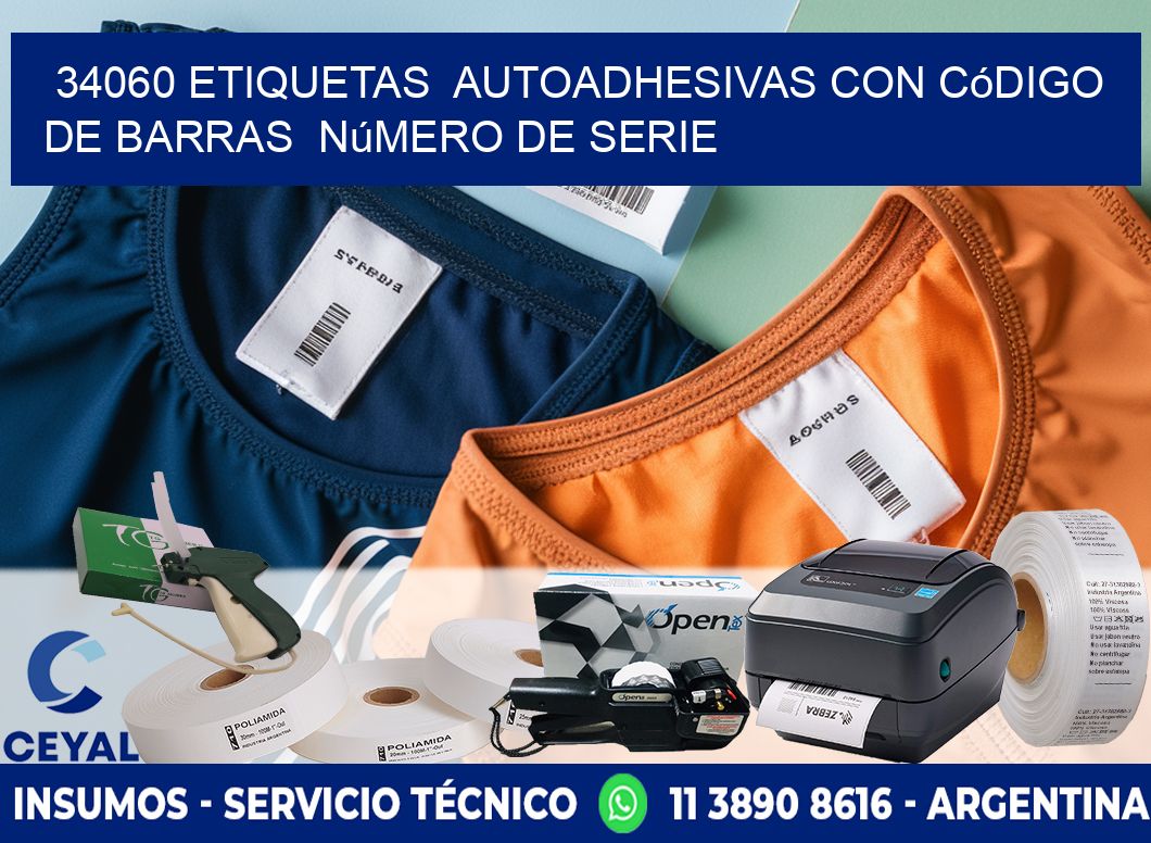 34060 etiquetas  autoadhesivas con código de barras  número de serie