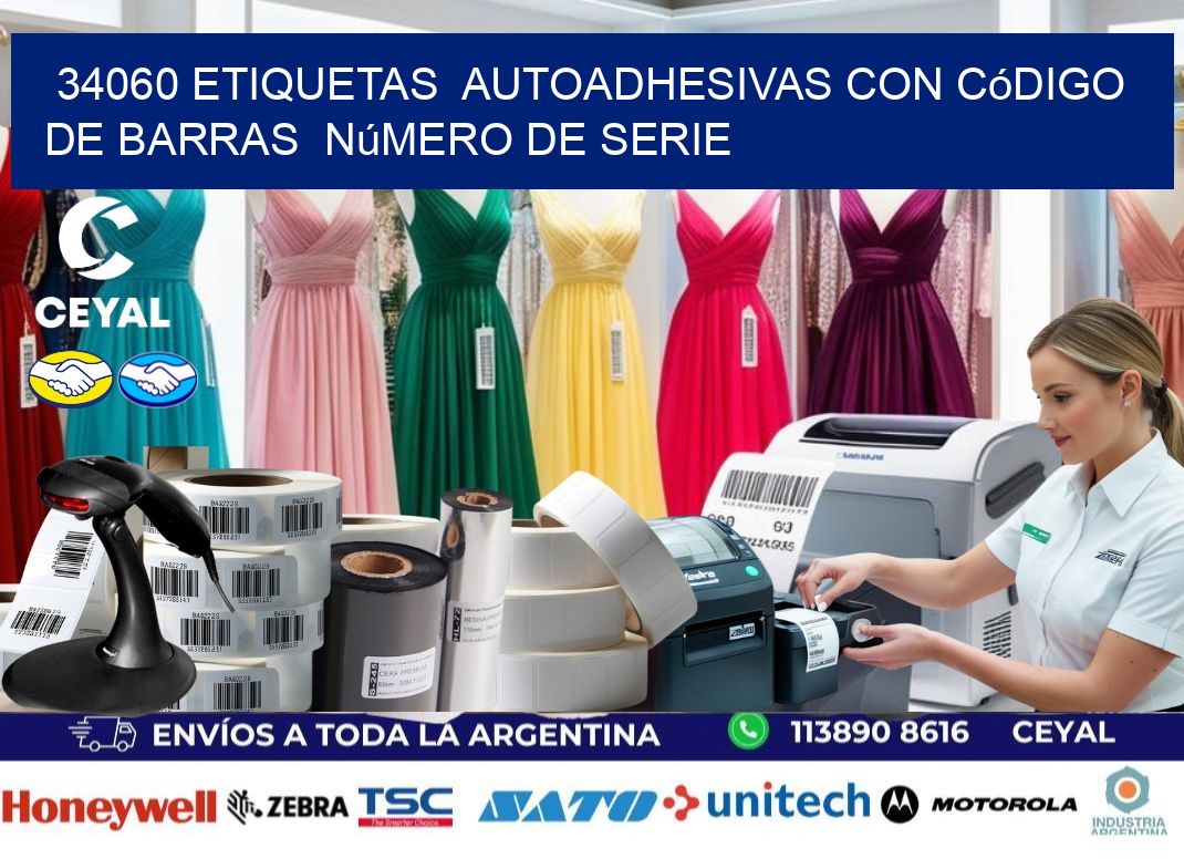 34060 etiquetas autoadhesivas con código de barras número de serie
