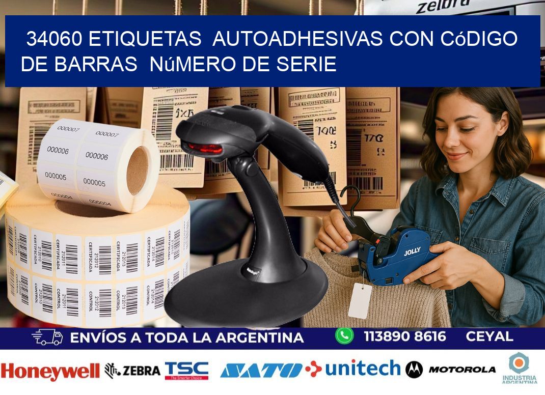 34060 etiquetas autoadhesivas con código de barras número de serie