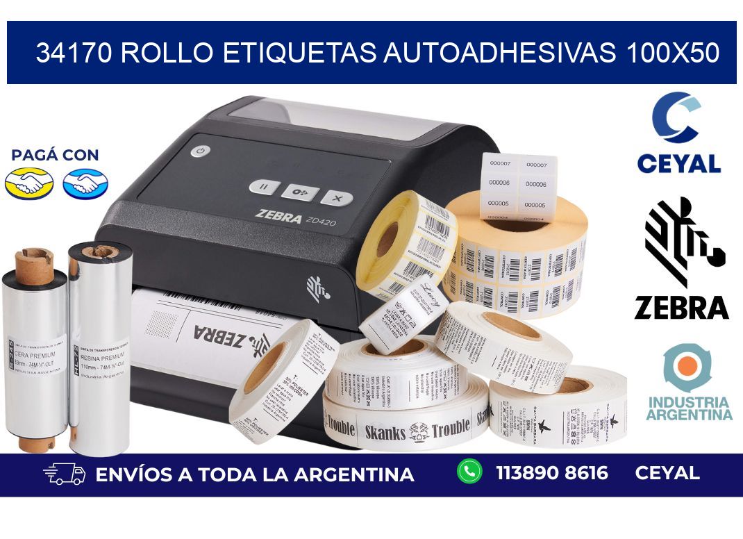 34170 Rollo Etiquetas autoadhesivas 100x50