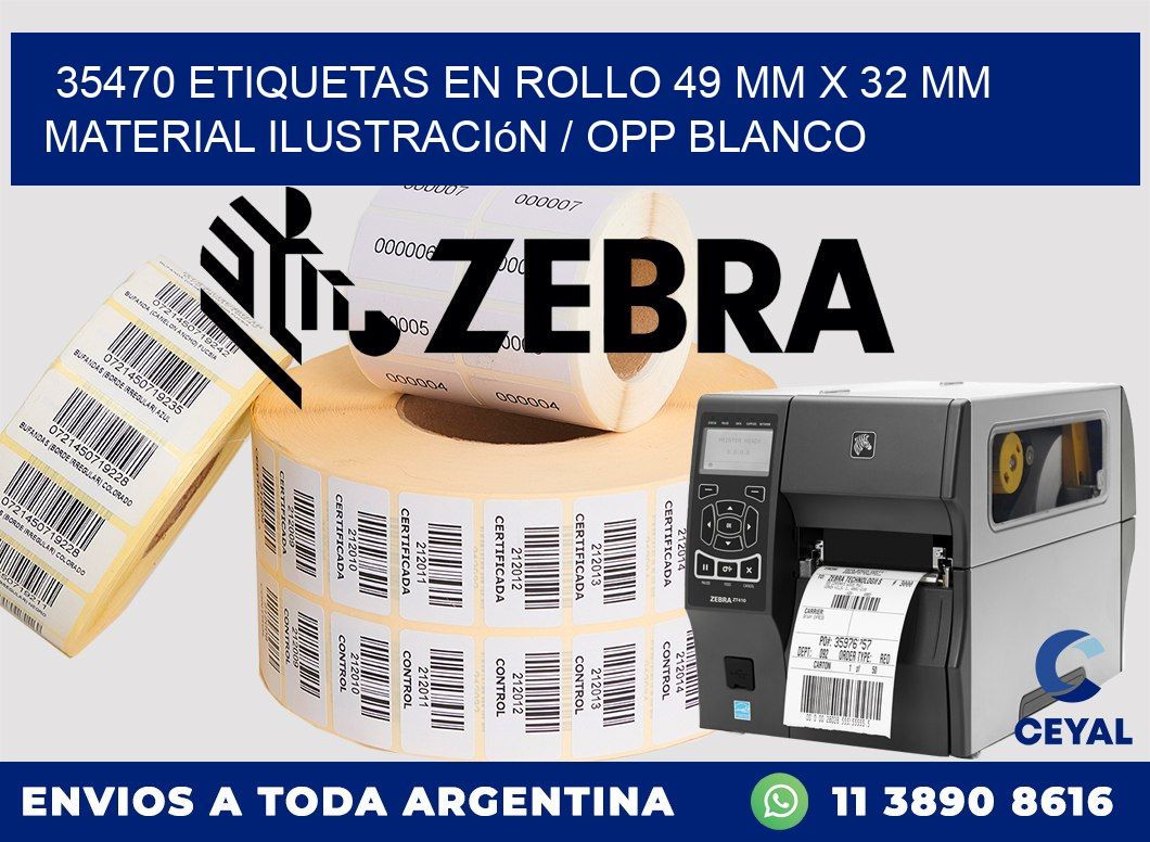 35470 Etiquetas en rollo 49 mm x 32 mm material Ilustración / OPP Blanco