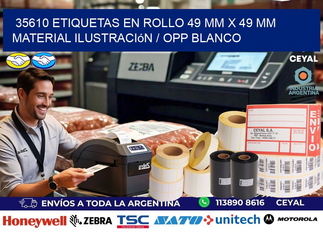 35610 Etiquetas en rollo 49 mm x 49 mm material Ilustración / OPP Blanco