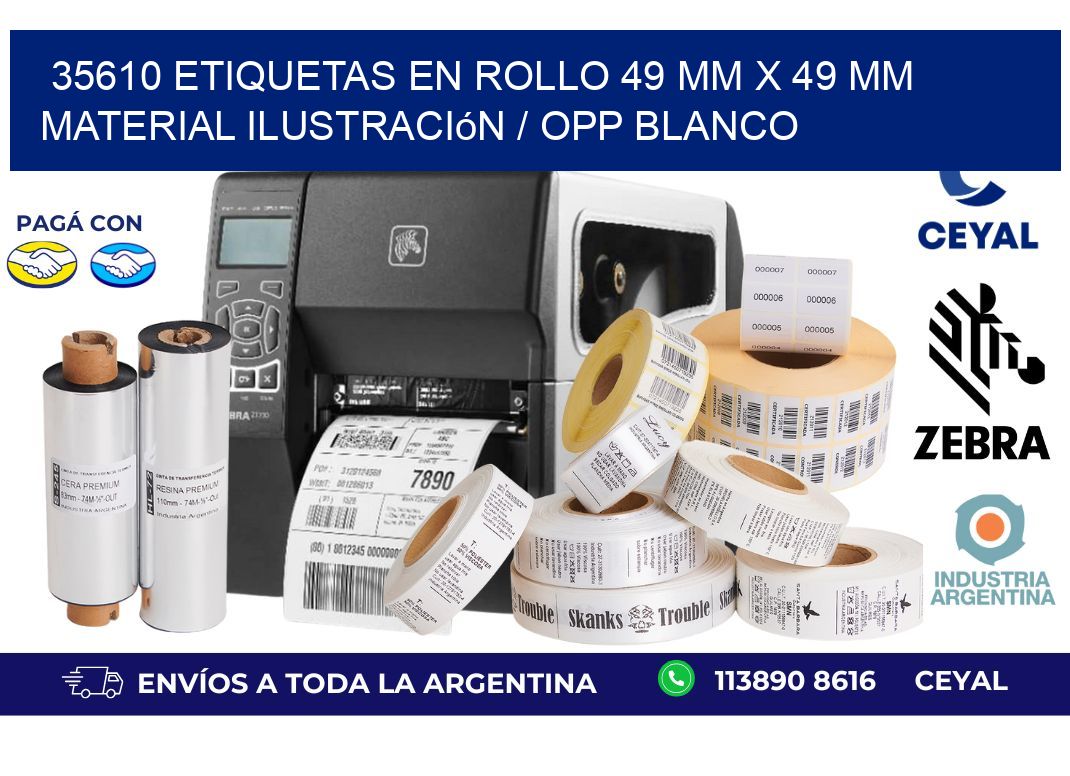 35610 Etiquetas en rollo 49 mm x 49 mm material Ilustración / OPP Blanco