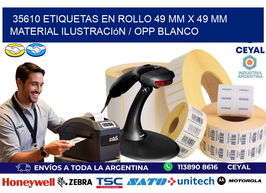 35610 Etiquetas en rollo 49 mm x 49 mm material Ilustración / OPP Blanco