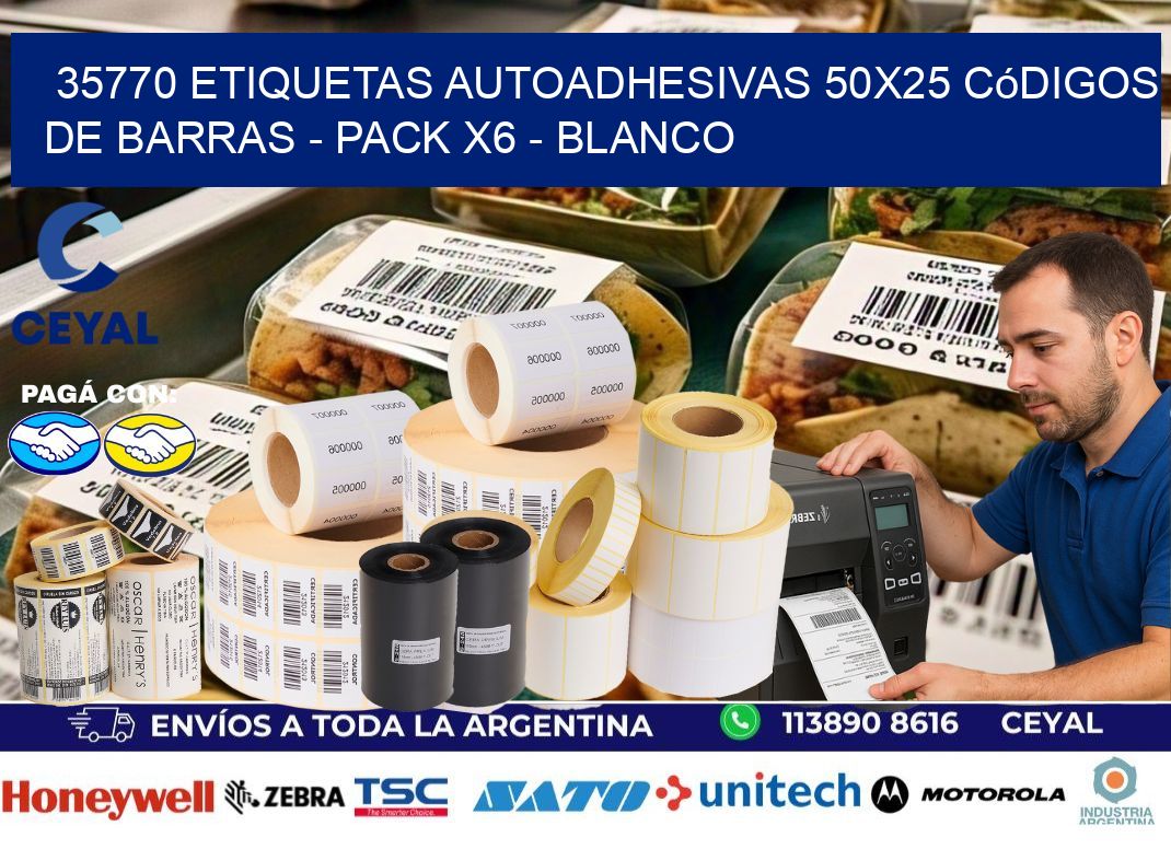 35770 Etiquetas Autoadhesivas 50×25 Códigos De Barras – Pack X6 – Blanco