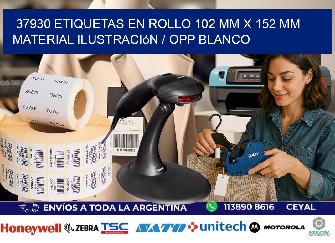 37930 Etiquetas en rollo 102 mm x 152 mm material Ilustración / OPP Blanco