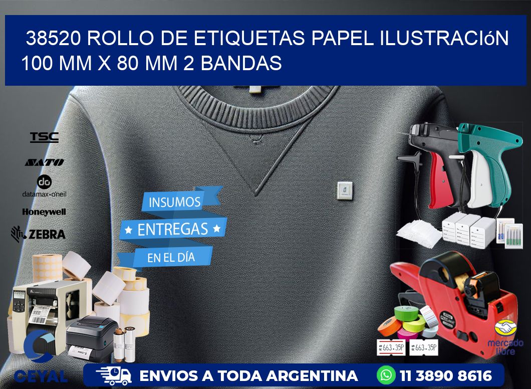 38520 Rollo de Etiquetas Papel Ilustración 100 mm x 80 mm 2 Bandas