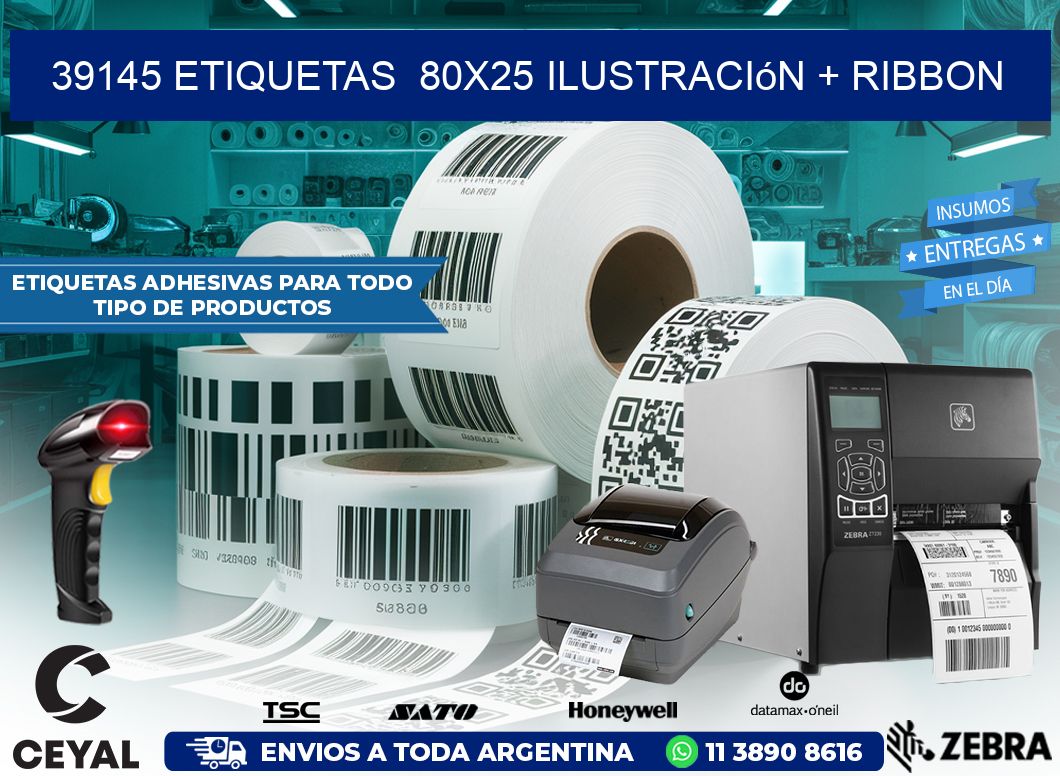 39145 etiquetas 80x25 ilustración + ribbon