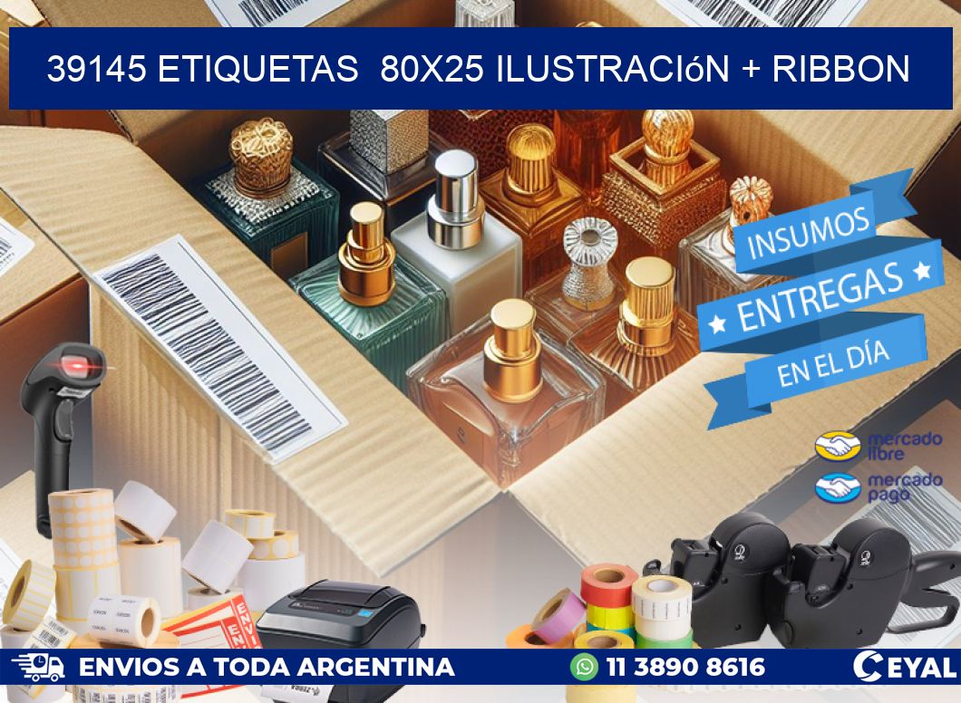39145 etiquetas 80x25 ilustración + ribbon