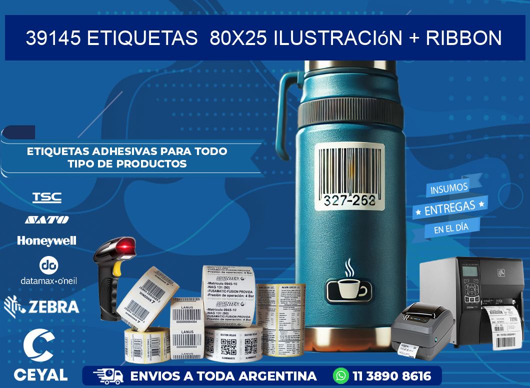 39145 etiquetas  80×25 ilustración + ribbon
