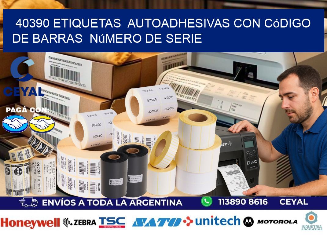 40390 etiquetas autoadhesivas con código de barras número de serie