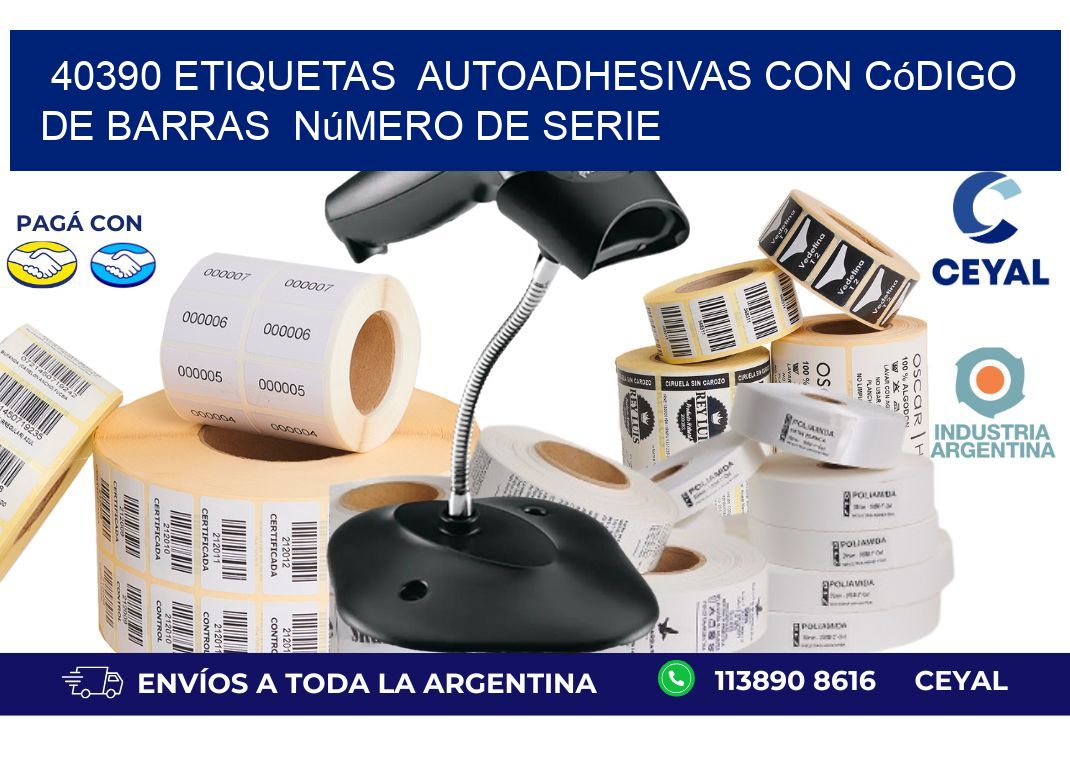 40390 etiquetas autoadhesivas con código de barras número de serie