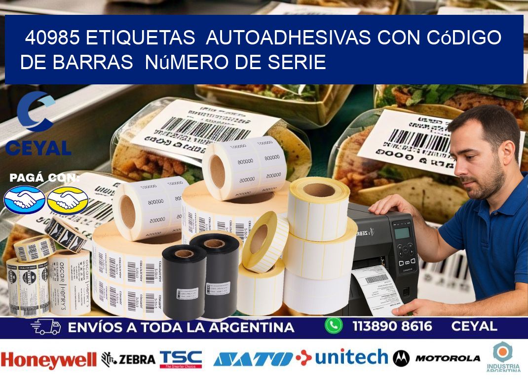 40985 etiquetas  autoadhesivas con código de barras  número de serie