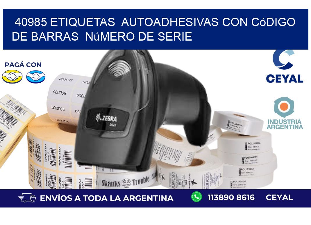 40985 etiquetas  autoadhesivas con código de barras  número de serie