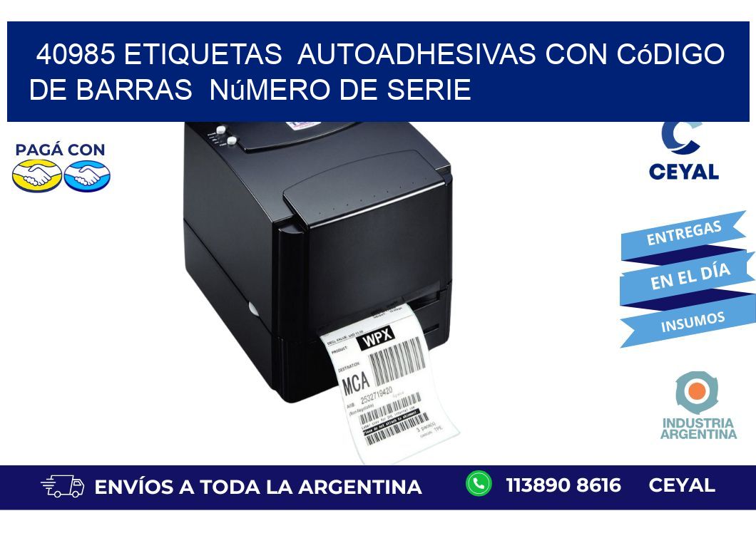 40985 etiquetas  autoadhesivas con código de barras  número de serie