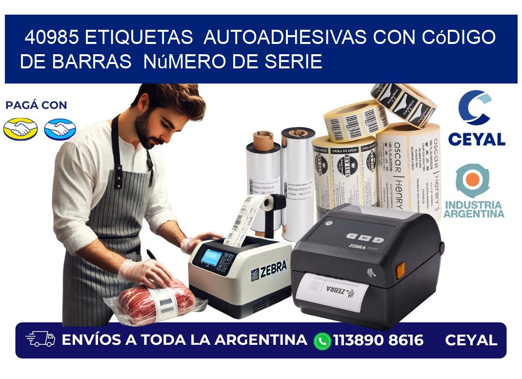 40985 etiquetas  autoadhesivas con código de barras  número de serie
