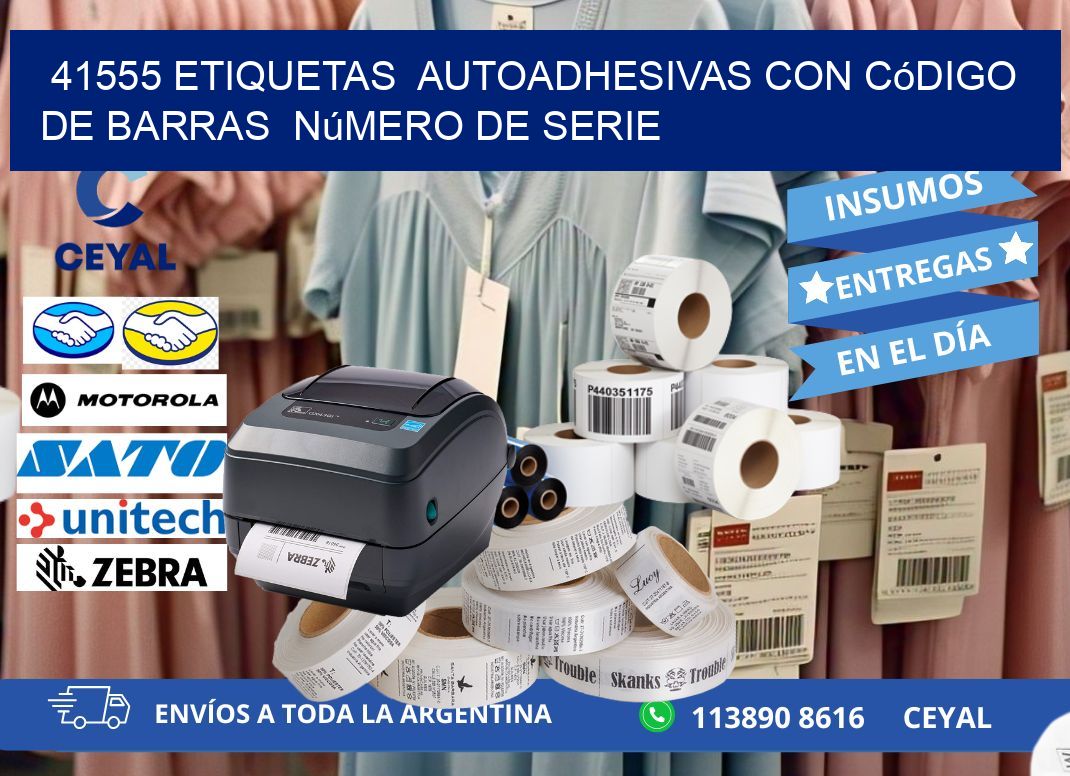 41555 etiquetas autoadhesivas con código de barras número de serie
