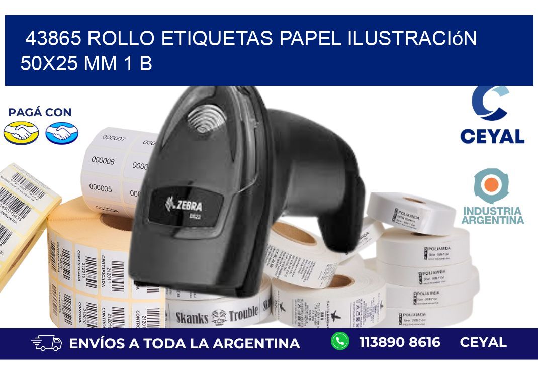 43865 Rollo Etiquetas Papel Ilustración 50x25 Mm 1 B