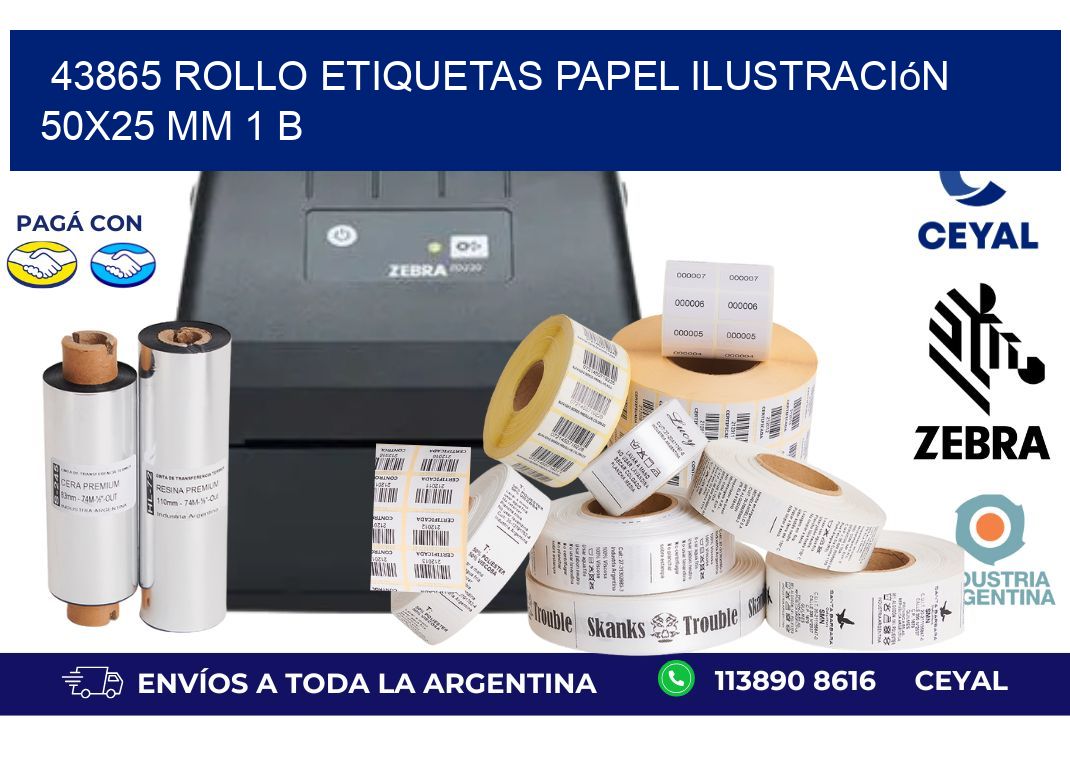 43865 Rollo Etiquetas Papel Ilustración 50x25 Mm 1 B