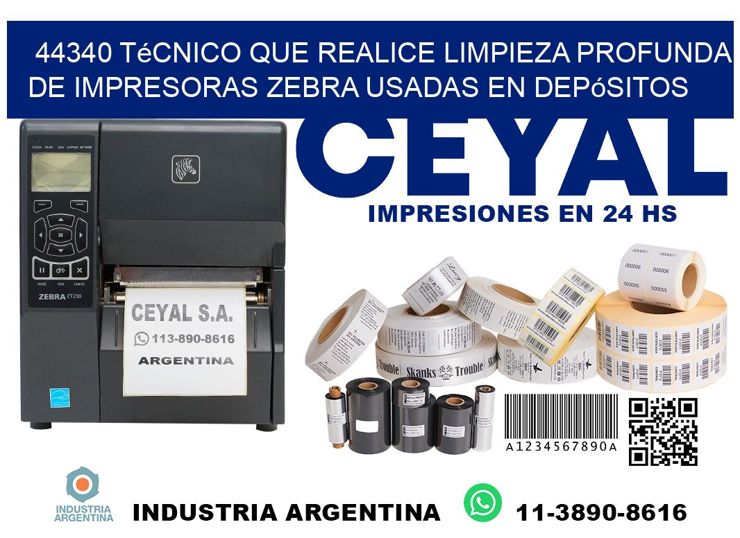 44340 técnico que realice limpieza profunda de impresoras zebra usadas en depósitos