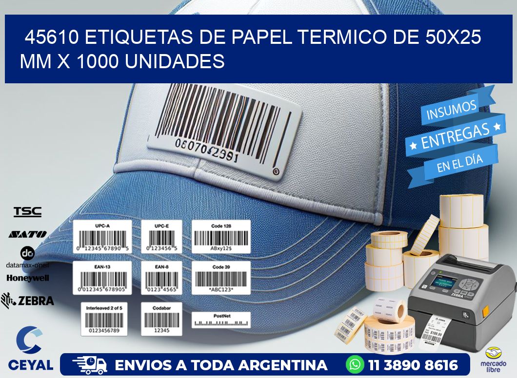 45610 Etiquetas De Papel Termico De 50x25 Mm X 1000 Unidades
